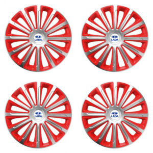 Puklice pre Lada 15 TREND red and silver