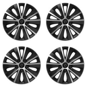 Puklice pre Peugeot (nové logo) 16 RAPIDE silver and black
